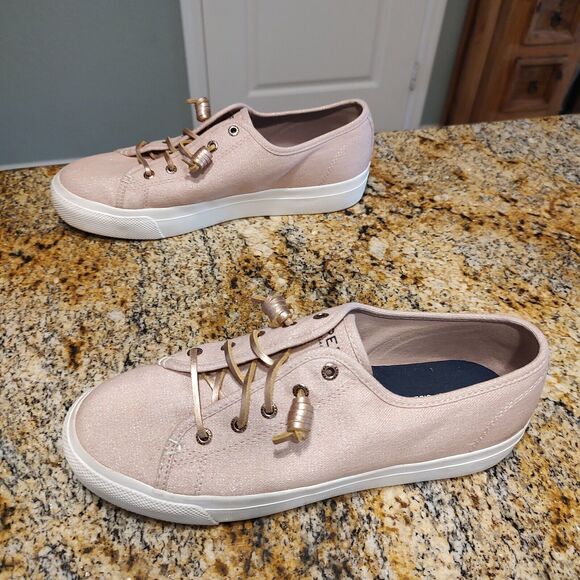 Sperry Sky Sail Metallic Twill Rose Dust Slip On Sneakers Women's Sz 9.5M - Picture 4 of 12